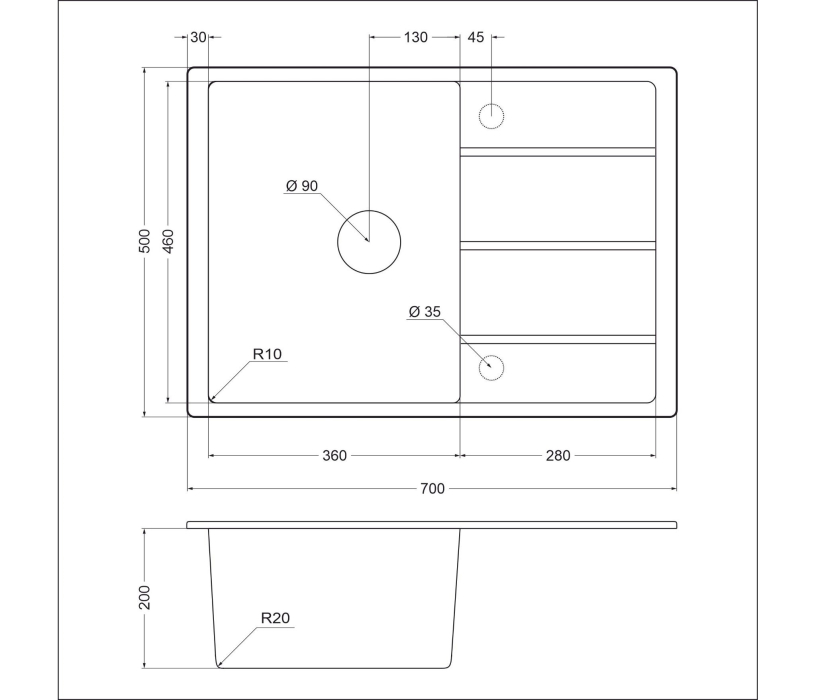Кухонные мойки, Гранитная мойка EMQ-1700.Q