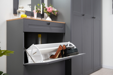 Тумба для обуви Остин 16.121, серый графит, дуб золотой крафт