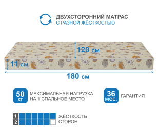 Матрас Здоровый сон-Мишутка 1200х1800